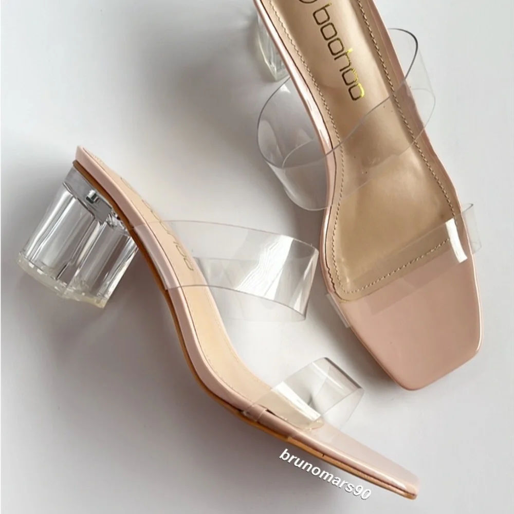 Boohoo Clear Block Heels - Picture 2 of 9